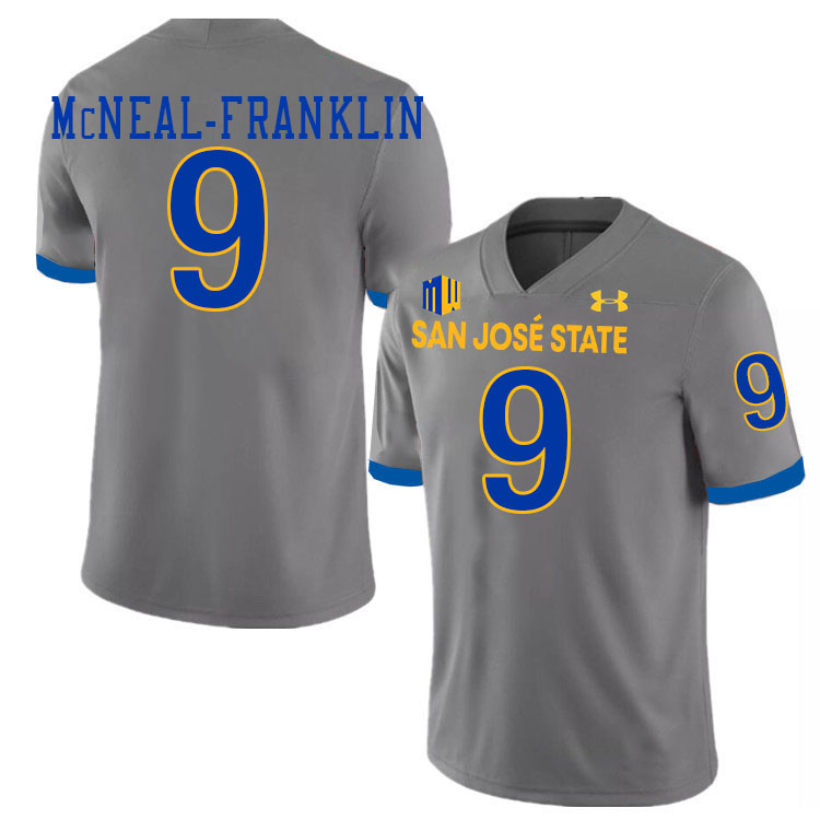 #9 Noah McNeal-Franklin SJSU Jersey,San Jose State Spartans Football Jersey College Uniforms-Grey